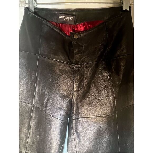Y2K 100% Leather Black pants boot cut| size 4 - Picture 9 of 9